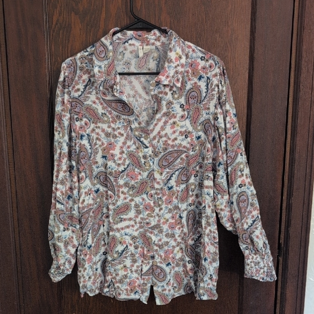 Cato Paisley Long Sleeve Button Down Shirt Size 18/20 W